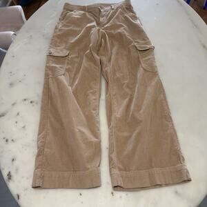 American Eagle Women’s 30x27 Tan Corduroy Cargo Pants Wide Leg Utility Baggy Y2K
